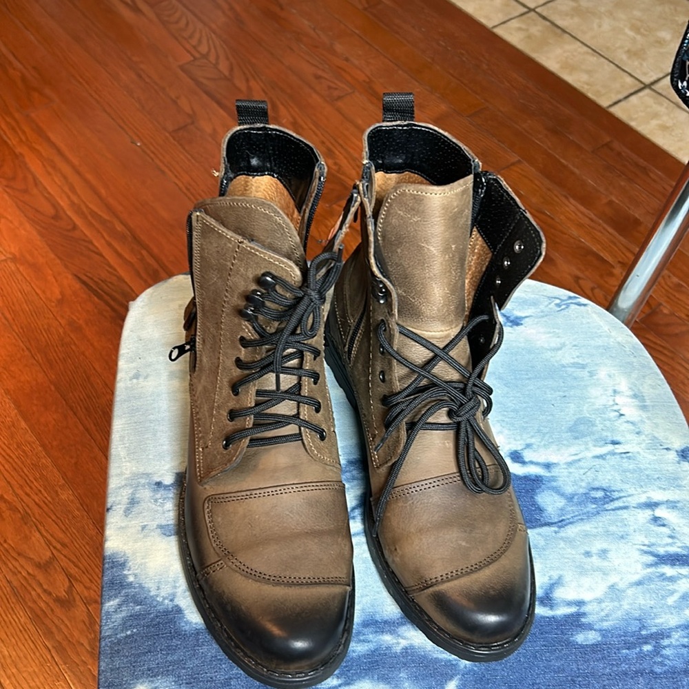 Brown Leather Motorcycle Boots